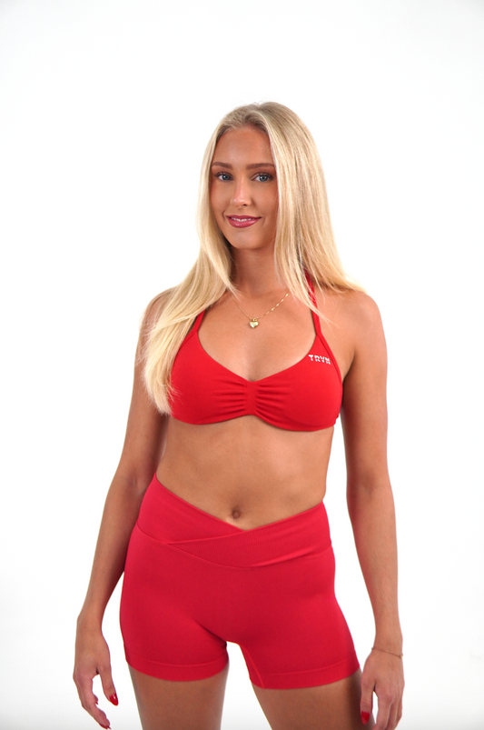 V-Waist Scrunch Shorts - Red