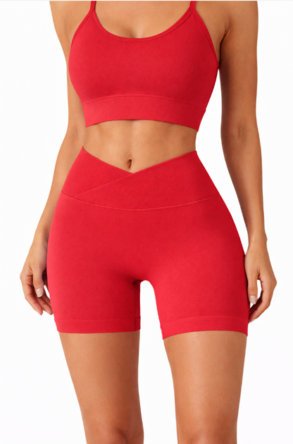 V-Waist Scrunch Shorts - Red